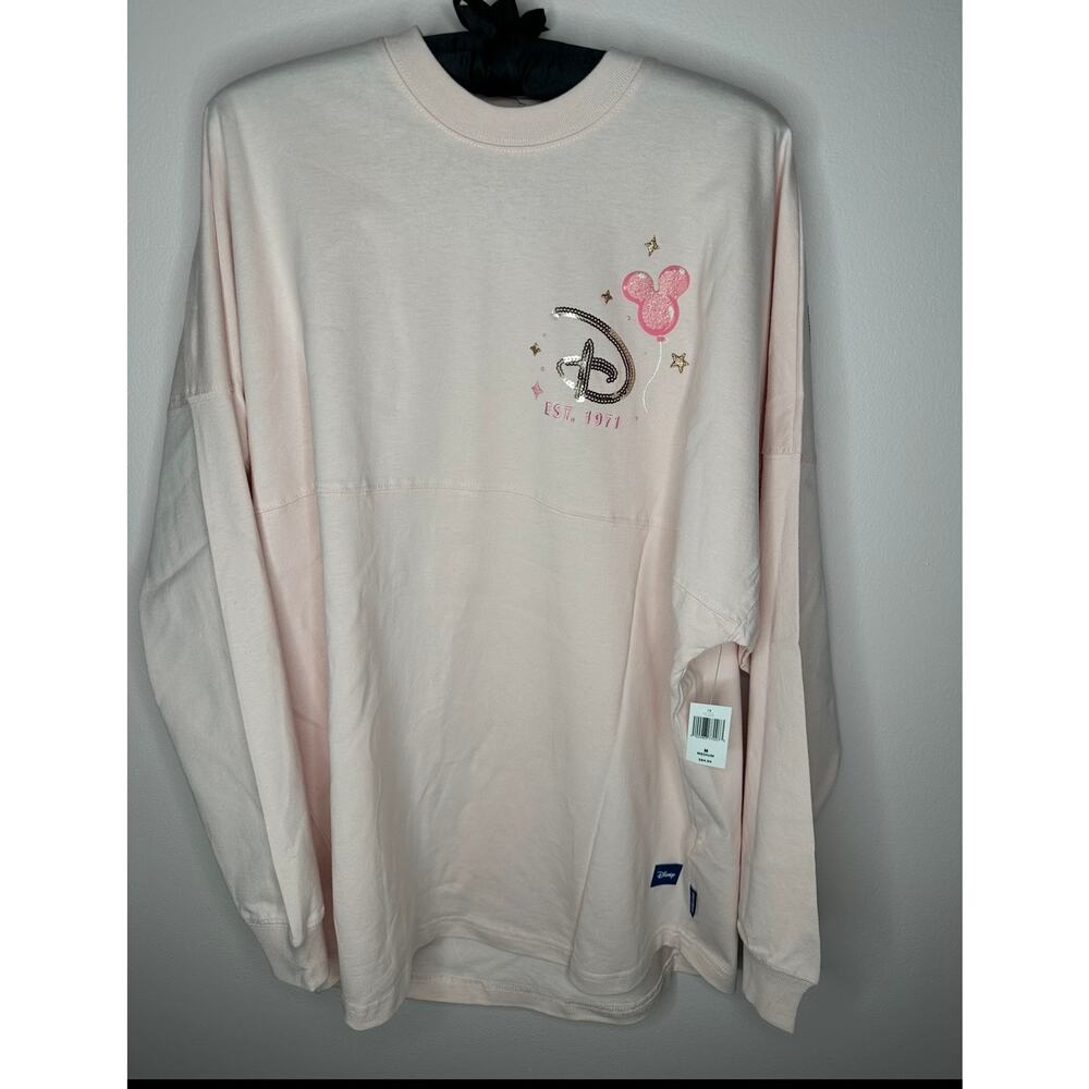 Disney Parks Spirit Jersey Mickey Balloon Gold Sequie Pink Pullover - Picture 9 of 9